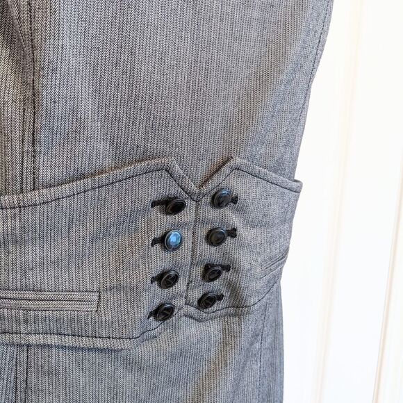 Mango Formal dress grey mini stripes size 6 @Y - Picture 6 of 13